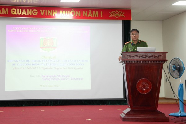 Lãnh đạo Công an tỉnh phát biểu tại Hội nghị.