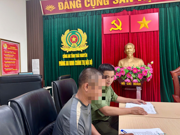 Đối tượng V.V.T tại cơ quan Công an
