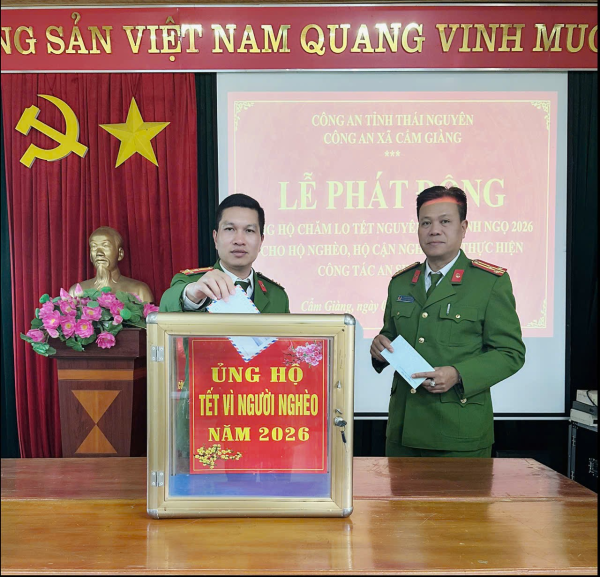 Công an xã Cẩm Giàng phát động ủng hộ “tết vì người nghèo” xuân Bính Ngọ 2026