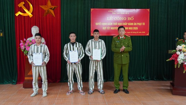 Công bố quyết định giảm thời hạn chấp hành hình phạt tù dịp Tết Nguyên đán Bính Ngọ 2026