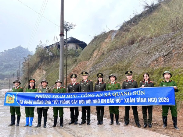 Phòng Tham mưu – Công an tỉnh Thái Nguyên phối hợp với Công an xã Quang Sơn ra quân hưởng ứng “Tết trồng cây đời đời nhớ ơn Bác Hồ” Xuân Bính ngọ năm 2026