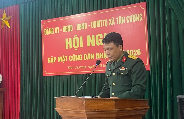 Xã Tân Cương tổ chức gặp mặt công dân nhập ngũ và công dân thực hiện nghĩa vụ tham gia CAND năm 2026