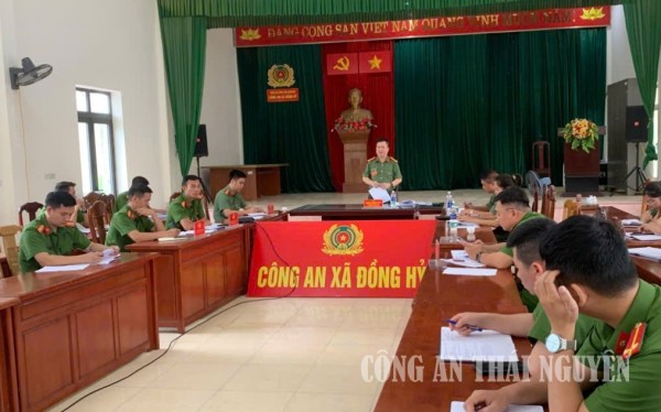 Đại tá Thăng Quang Huy, Phó Giám đốc Công an tỉnh Thái Nguyên phát biểu chỉ đạo