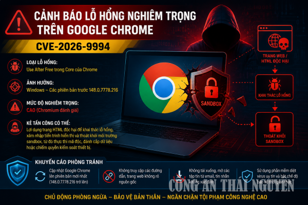 Cảnh báo lỗ hổng bảo mật trên trình duyệt Google chrome.