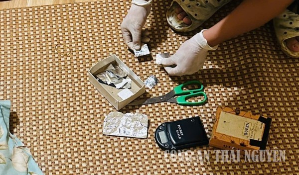 Công an xã Phú Đình bắt giữ các đối tượng liên quan đến ma túy.