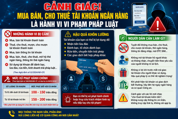 Cảnh báo vi phạm pháp luật từ mua, bán, cho thuê tài khoản ngân hàng