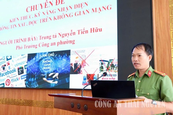 Công an phường Bách Quang tuyên truyền kỹ năng nhận diện thông tin xấu, độc trên không gian mạng