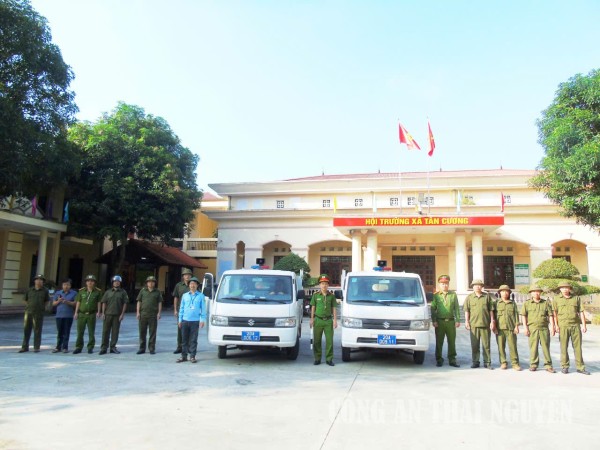 Công an xã Tân Cương chủ động bảo đảm trật tự, mỹ quan đô thị