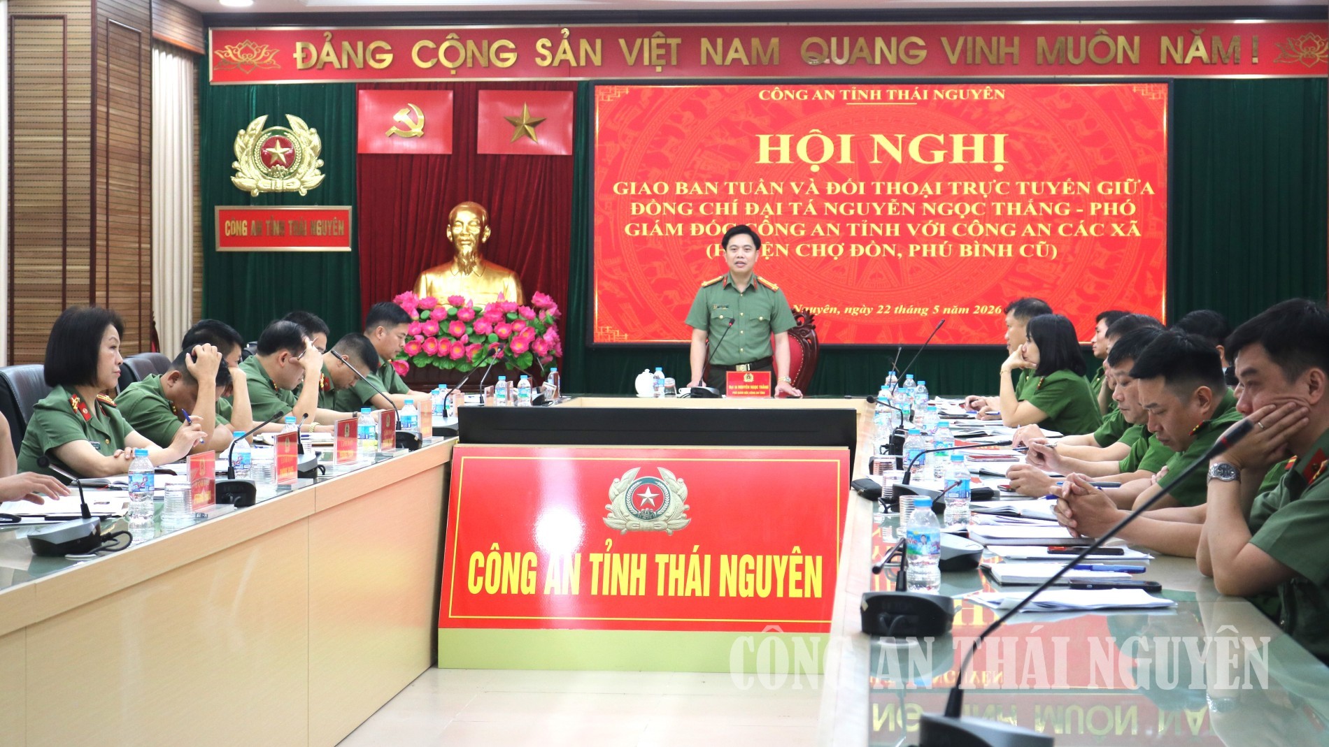 Đại tá Nguyễn Ngọc Thắng, Phó Giám đốc Công an tỉnh phát biểu chỉ đạo.