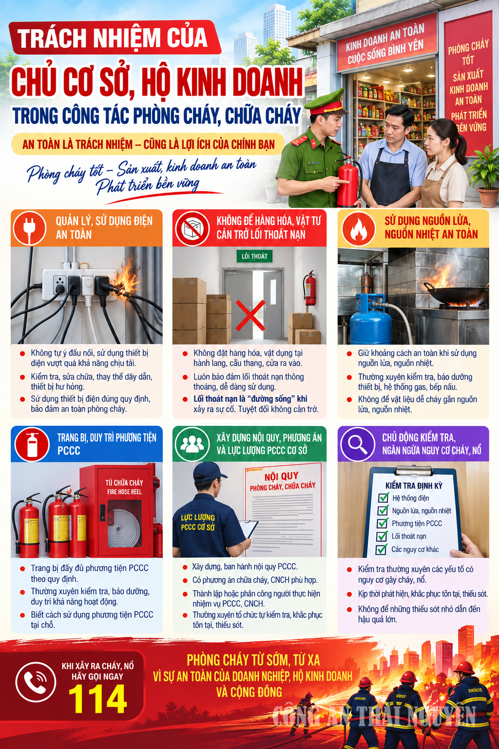 Trách nhiệm của chủ cơ sở, hộ kinh doanh trong công tác phòng cháy